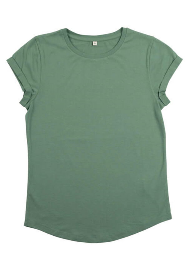 Organic t-shirt with rolled sleeves Green