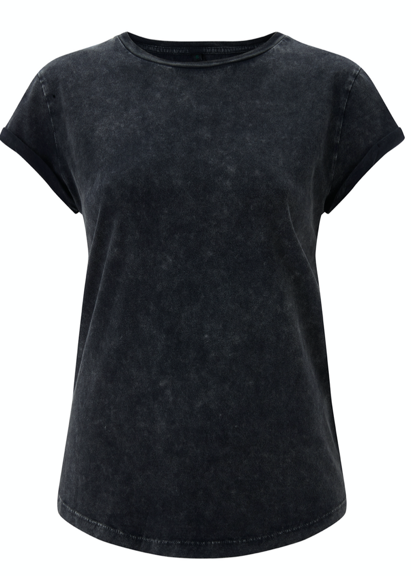 Organic t-shirt with rolled sleeves Faded Black