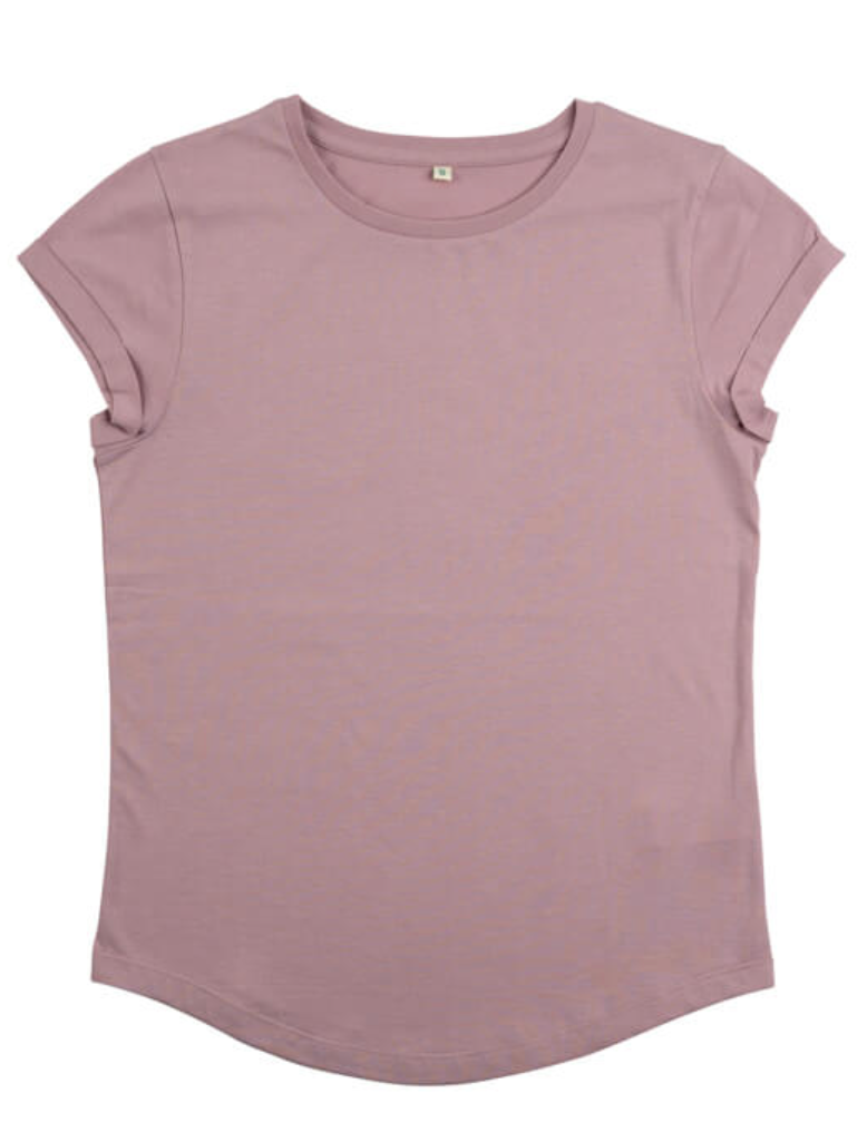 Organic t-shirt with rolled sleeves Rose