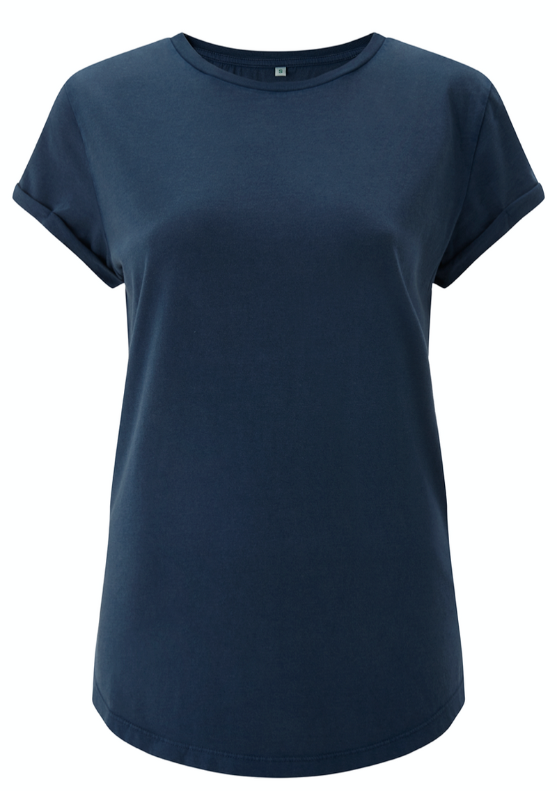 Organic t-shirt with rolled sleeves Blue